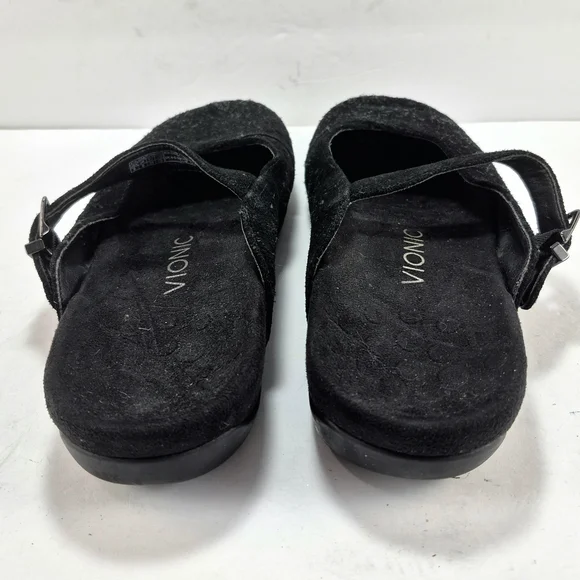 Vionic Lidia Suede Mary Jane Clog Mules Black Woman's 8 Ortho Comfort Boho Chic - Picture 12 of 13